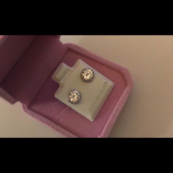 2.86 Ct. Round Cut Rope Texture Frame Sim Diamond Stud Earrings~.925 Sterling - Picture 2 of 3